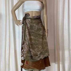 Double Layer Reversible Silk Wrap Skirt/Dress